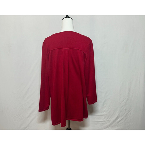 Tahari Sweater Womens 1X Red Rib Band Pullover Long Sleeve Rayon Blend NWT - Picture 3 of 13